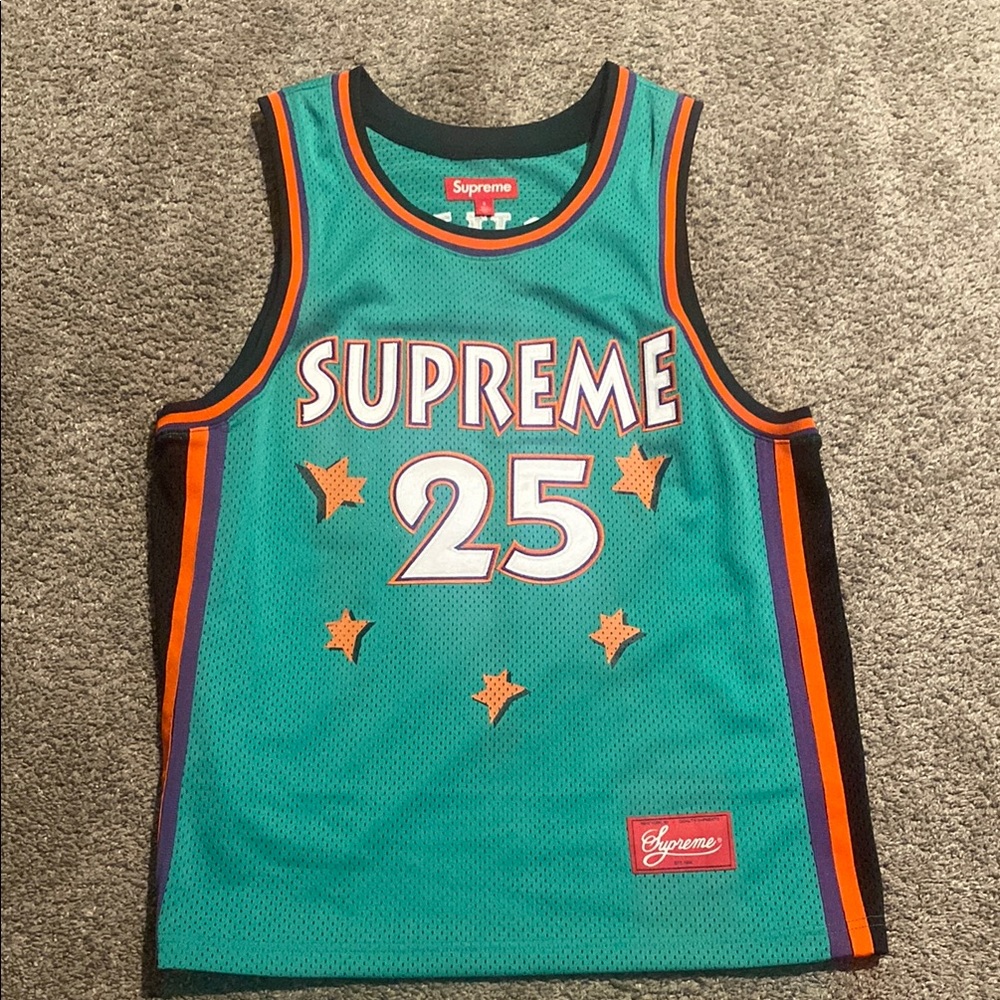 Supreme Teal Jersey with Orange Stars